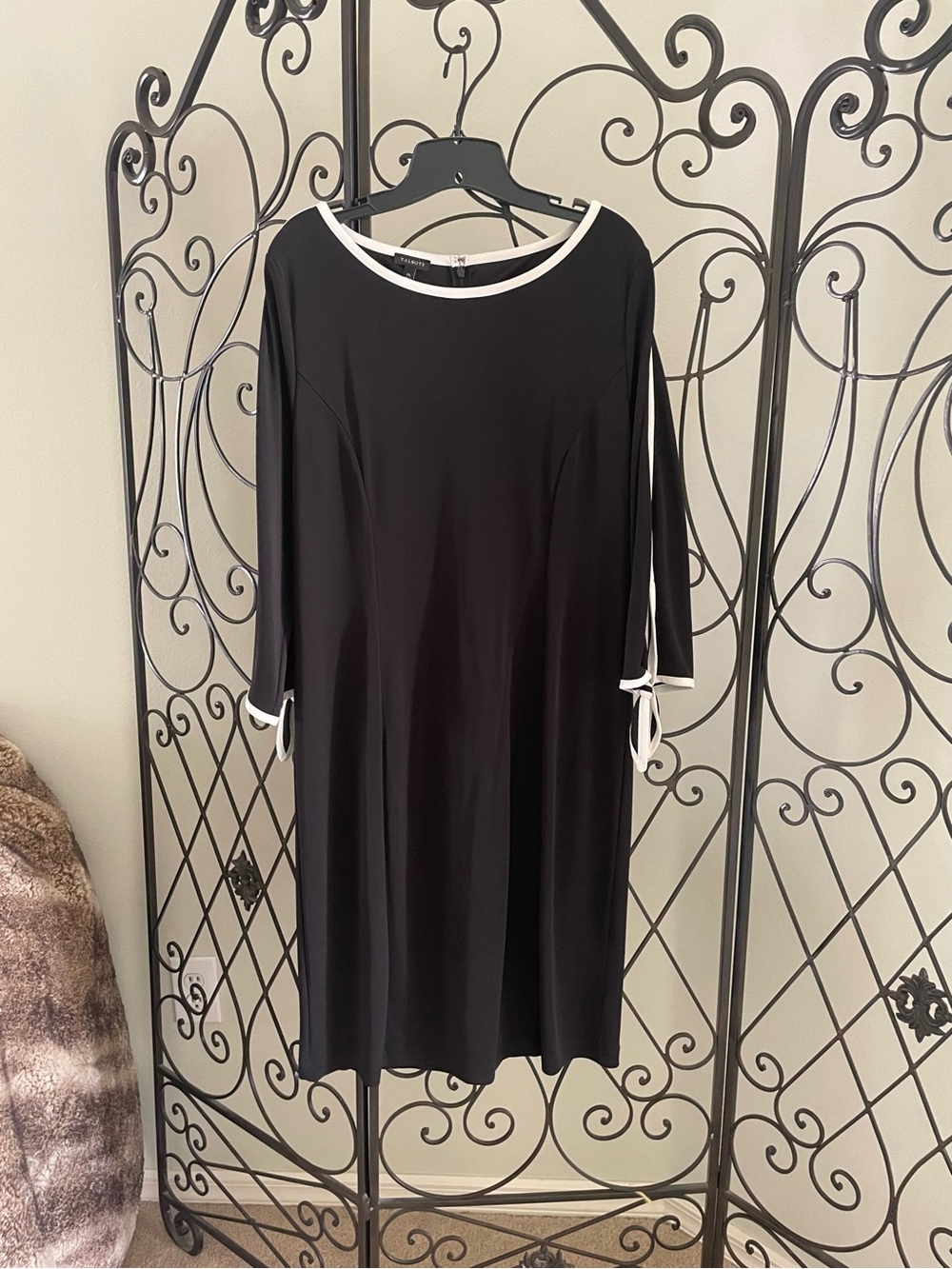 Talbots Black Dress W/White Trim Accent